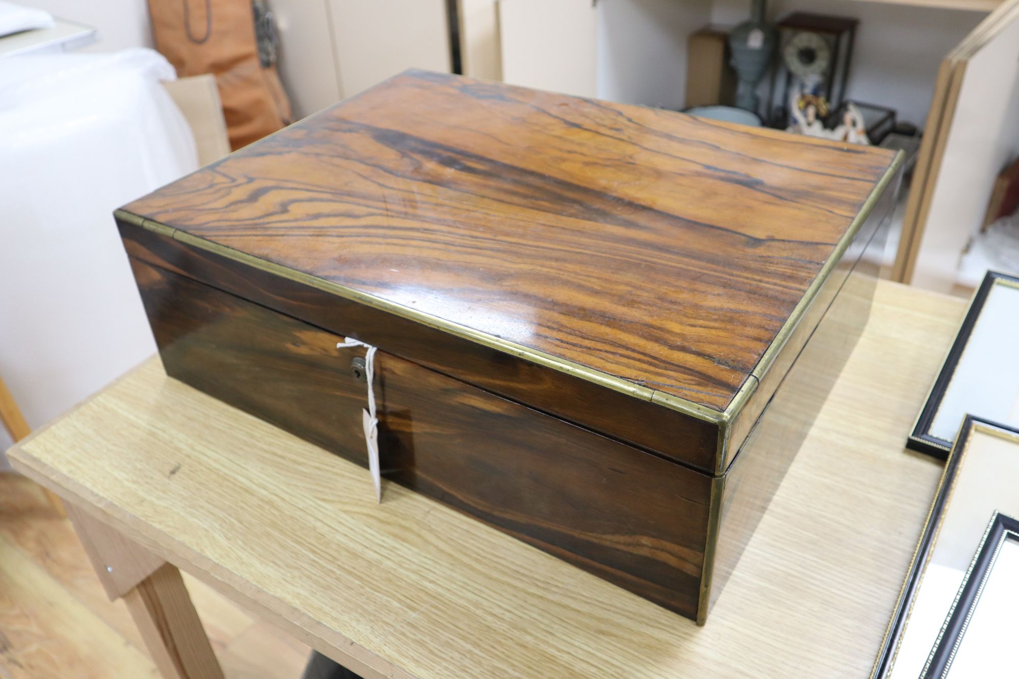 An Anglo-Indian brass-bound coromandel dressing case, 19th century